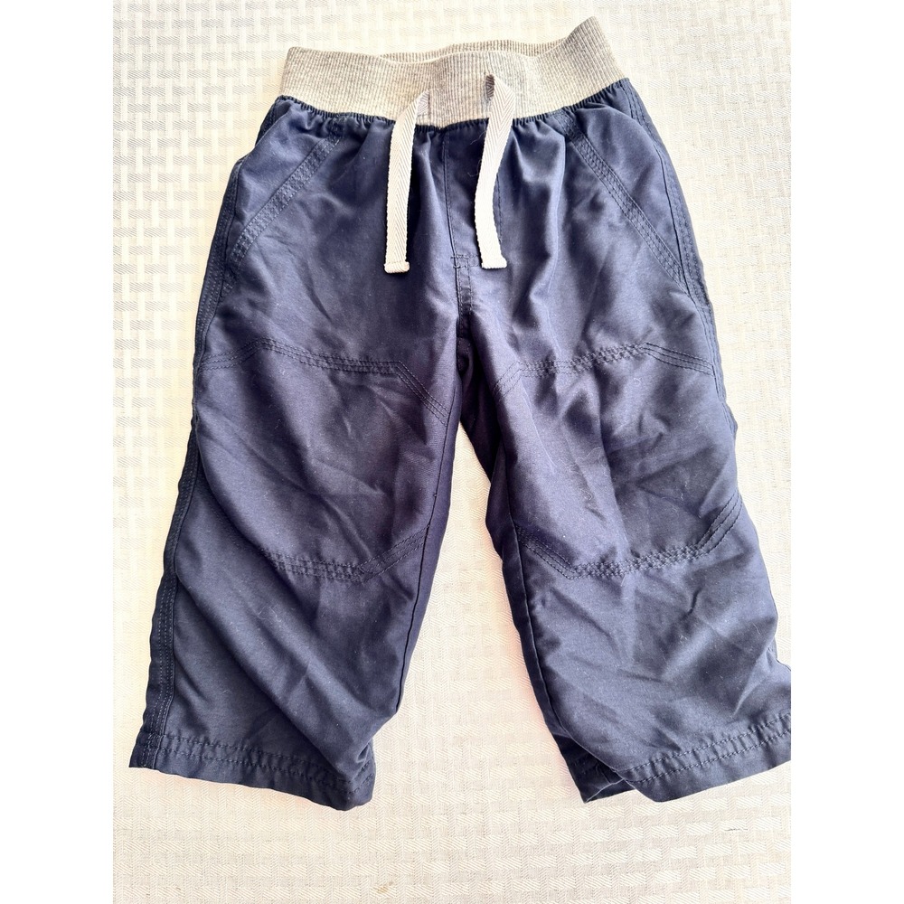 Peanut & Ellie Toddler Boys Lined Cargo Pants Navy Blue Size 18M Drawstring